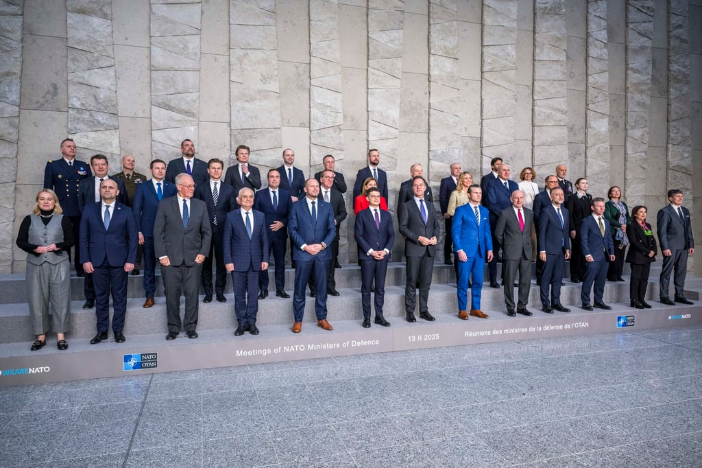 Nato defence ministers gather for the official family photo at Nato headquarters. Photo: Wiktor Dabkowski/ZUMA Press Wire/dpa Nato defence ministers gather for the official family photo at Nato headquarters. Photo: Wiktor Dabkowski/ZUMA Press Wire/dpa