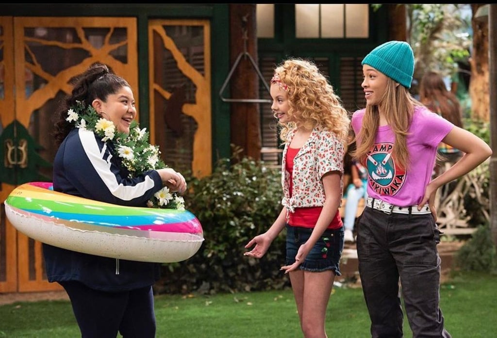 Raini Rodriguez (left) appeared in the Disney Channel’s Bunk’d with Mallory James Mahoney (centre) and Shelby Simmons. Photo: @rainydaychatter/Instagram