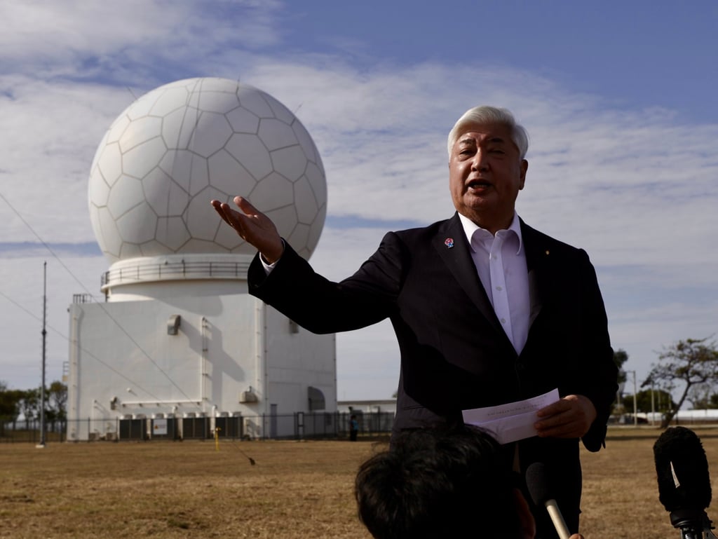 Japanese Defence Minister Gen Nakatani visiting a military base north of Manila on Sunday. Photo; EPA-EFE Japanese Defence Minister Gen Nakatani visiting a military base north of Manila on Sunday. Photo; EPA-EFE