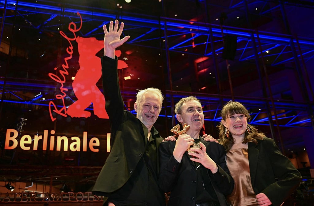 Producers Yngve Saether (left) and Hege Hauff Hvattum and director and screenwriter Dag Johan Haugerud (centre) with the Golden Bear for best film for Dreams (Sex Love) at the Berlin film festival. Photo: AFP Producers Yngve Saether (left) and Hege Hauff Hvattum and director and screenwriter Dag Johan Haugerud (centre) with the Golden Bear for best film for Dreams (Sex Love) at the Berlin film festival. Photo: AFP