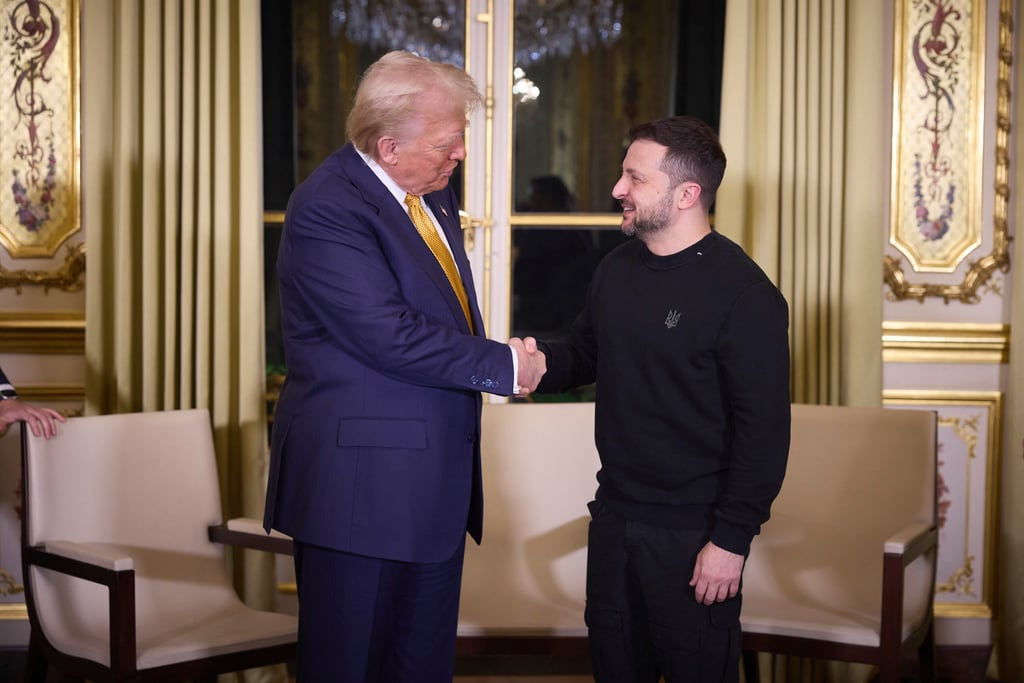 US President Donald Trump and Ukrainian President Volodymyr Zelensky in Paris in December. Photo: Ukraine Presidency via dpa US President Donald Trump and Ukrainian President Volodymyr Zelensky in Paris in December. Photo: Ukraine Presidency via dpa