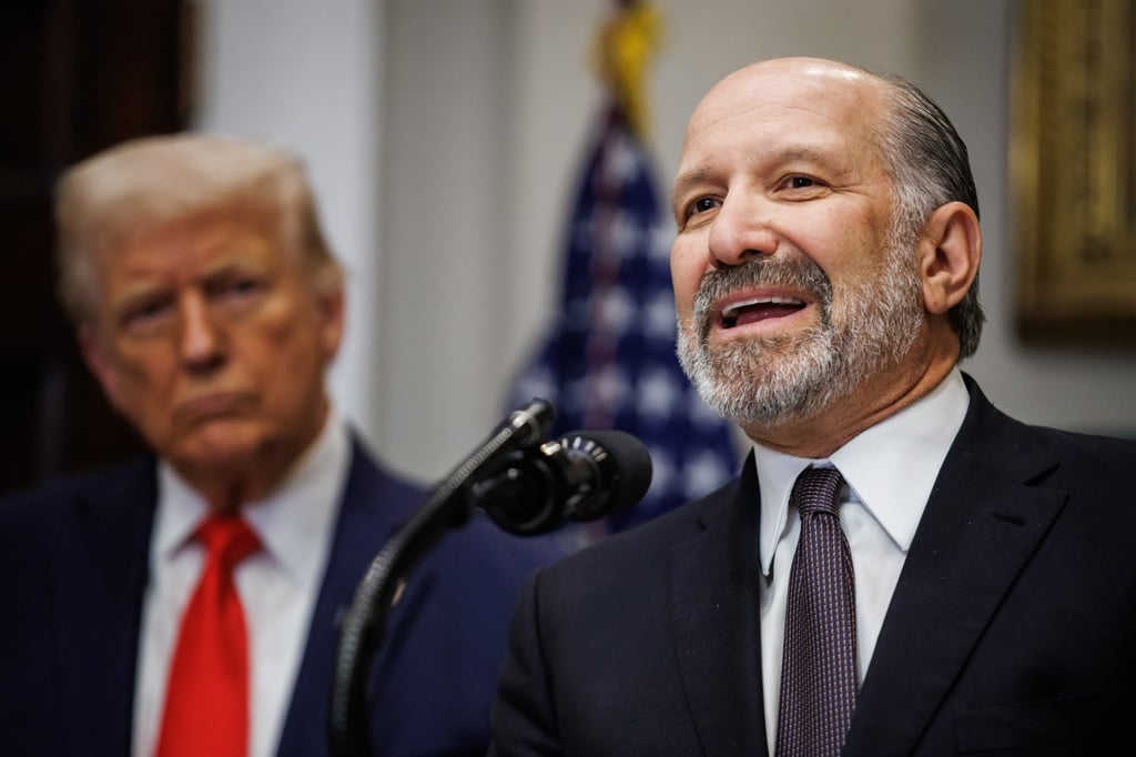 US Commerce Secretary Howard Lutnick speaks at the White House on Monday as US President Donald Trump looks on. Photo: EPA-EFE US Commerce Secretary Howard Lutnick speaks at the White House on Monday as US President Donald Trump looks on. Photo: EPA-EFE