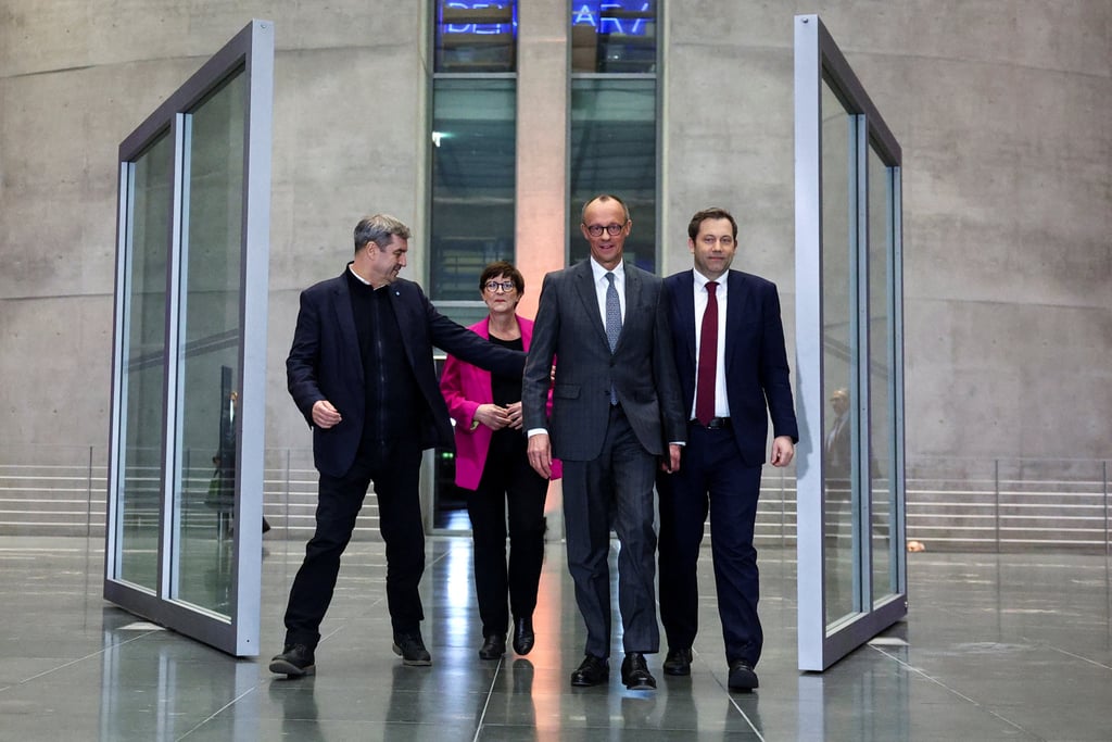Germany’s likely next chancellor Friedrich Merz after coalition talks on Tuesday. Photo: Reuters