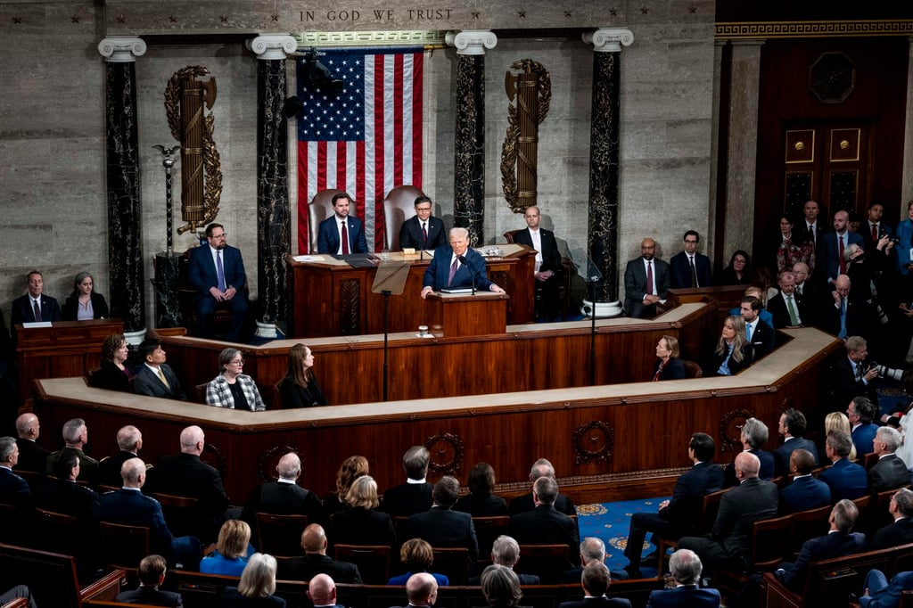 US President Donald Trump gives a speech at a joint session of Congress at the US Capitol in Washington. Photo: dpa US President Donald Trump gives a speech at a joint session of Congress at the US Capitol in Washington. Photo: dpa