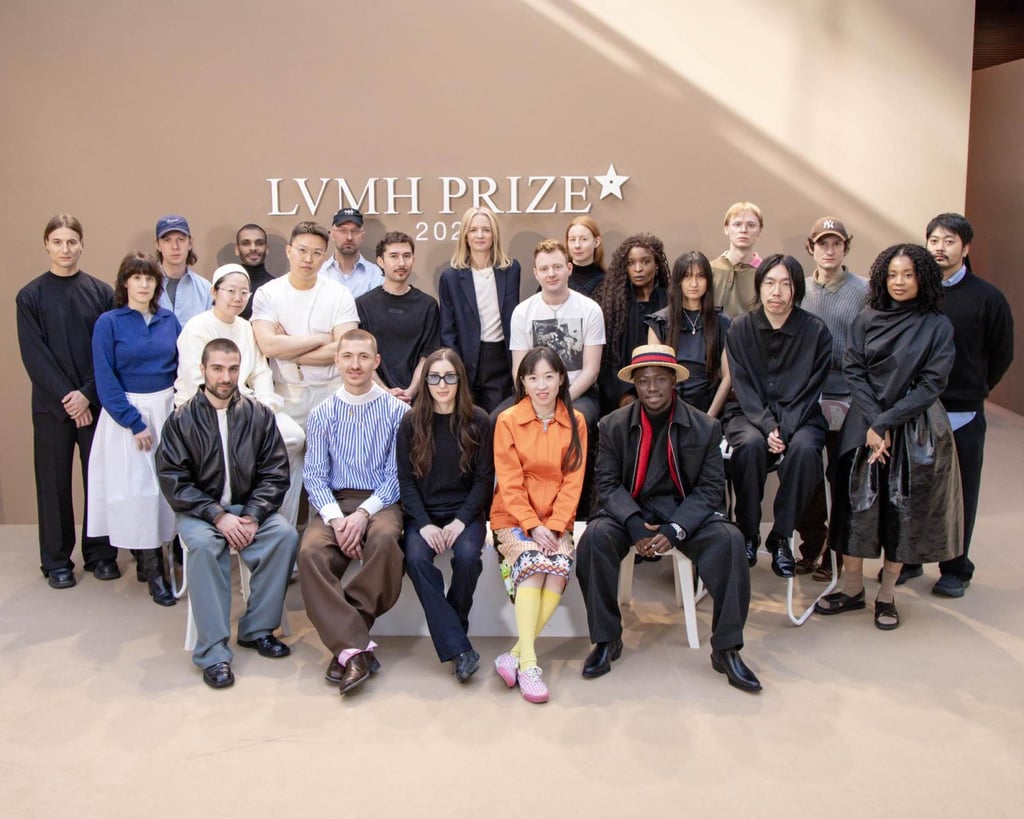 Delphine Arnault, CEO of Dior, with the LVMH Prize 2025 semi-finalists in Paris. Photo: Handout