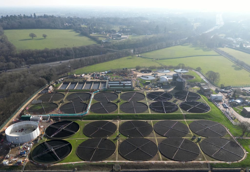 Thames Water’s Chertsey sewage treatment plant in England. Photo: Reuters Thames Water’s Chertsey sewage treatment plant in England. Photo: Reuters