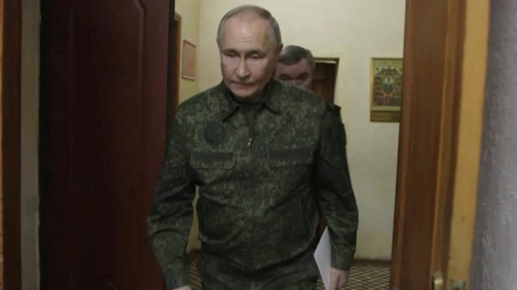 Russia’s President Vladimir Putin visits a control centre of the Russian armed forces in the Kursk region on Wednesday. Photo: via Reuters