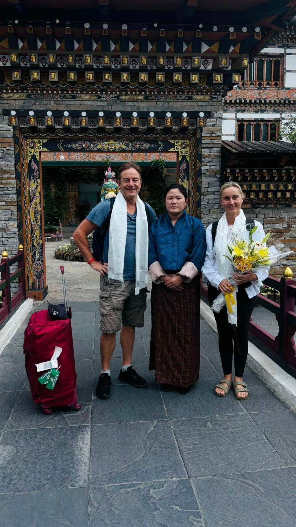 Jason Isaacs and his wife Emma Hewitt on holiday in Bhutan last year. Photo: Himalayan Foothills Travels/Facebook Jason Isaacs and his wife Emma Hewitt on holiday in Bhutan last year. Photo: Himalayan Foothills Travels/Facebook
