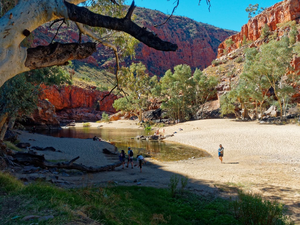 At Ormiston Gorge, one of the scenic spots along the Larapinta Trail, hikers can walk and swim in peace; crocodiles aren’t found in this part of Australia. Photo: Shutterstock