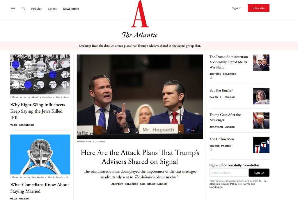 A screengrab of the Atlantic website. Photo: The Atlantic