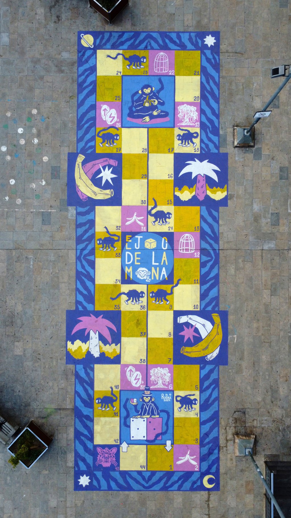 El Rughi’s giant board game, inspired by Chinese Happy Chess, is at PMQ until the end of the HKwalls Festival. Photo: Handout El Rughi’s giant board game, inspired by Chinese Happy Chess, is at PMQ until the end of the HKwalls Festival. Photo: Handout
