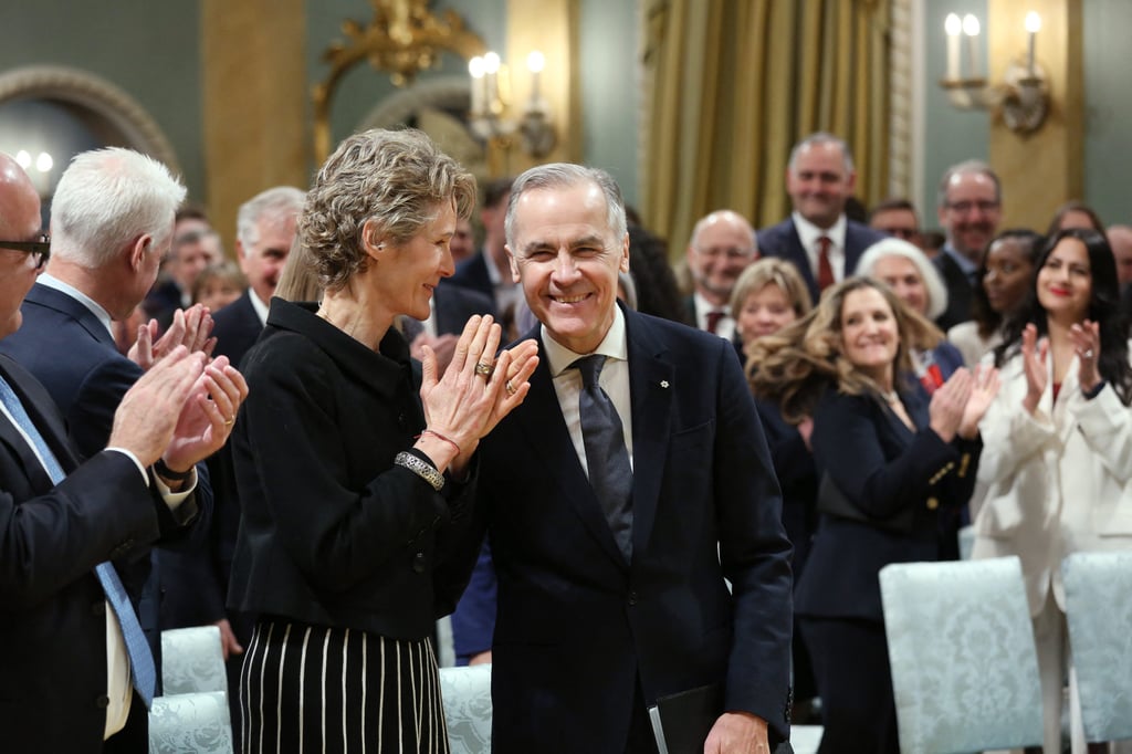 Canada’s Prime Minister Mark Carney and wife Diana Fox Carney arrive for his swearing-in ceremony at Rideau Hall, Ottawa. Photo: AFP
