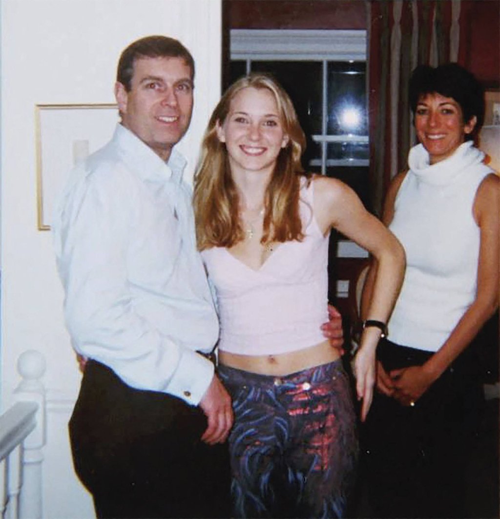 In this undated photo taken at an undisclosed location, Prince Andrew, Virginia Giuffre and Ghislaine Maxwell pose for a photo. Photo: AFP/United States District Court for the Southern district of New York