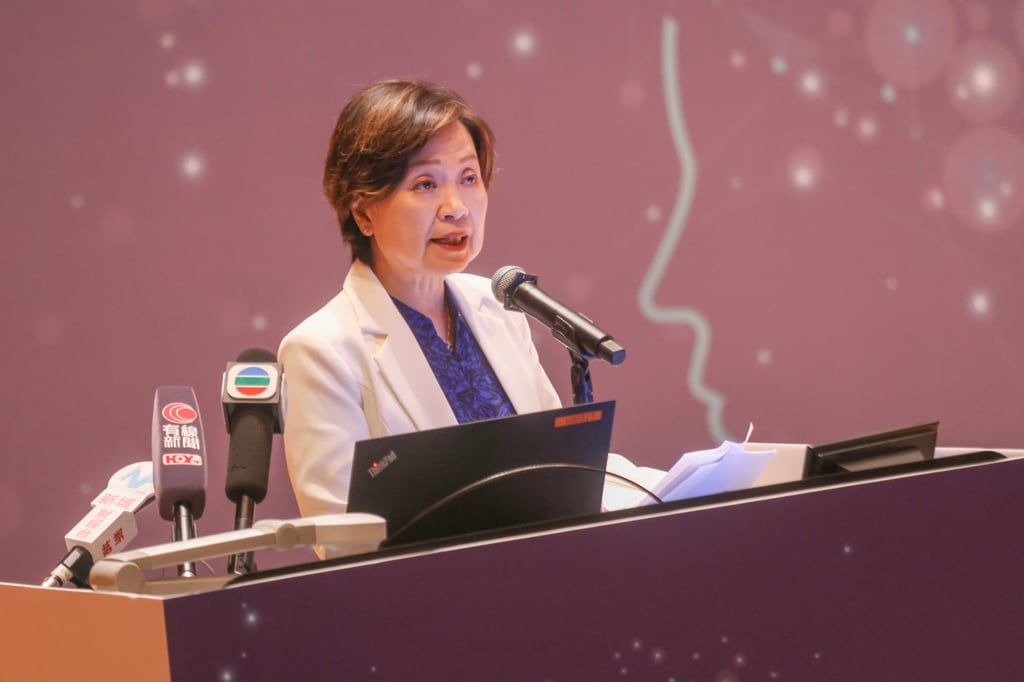 Education Minister Christine Choi says authorities are taking a gastroenteritis outbreak seriously. Photo: Jonathan Wong Education Minister Christine Choi says authorities are taking a gastroenteritis outbreak seriously. Photo: Jonathan Wong