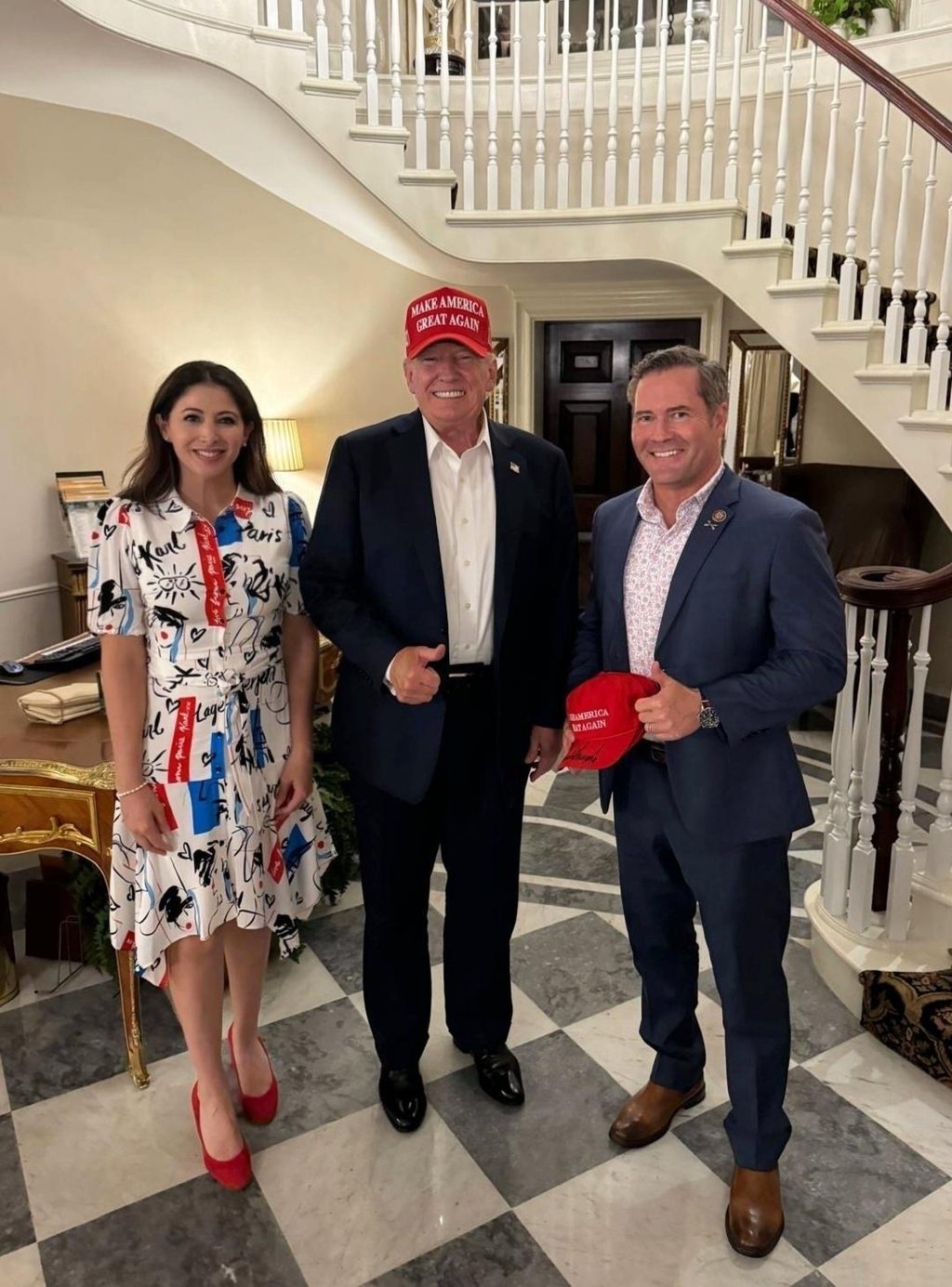 Julia Nesheiwat, Donald Trump and Mike Waltz. Photo: Mike Waltz/Facebook