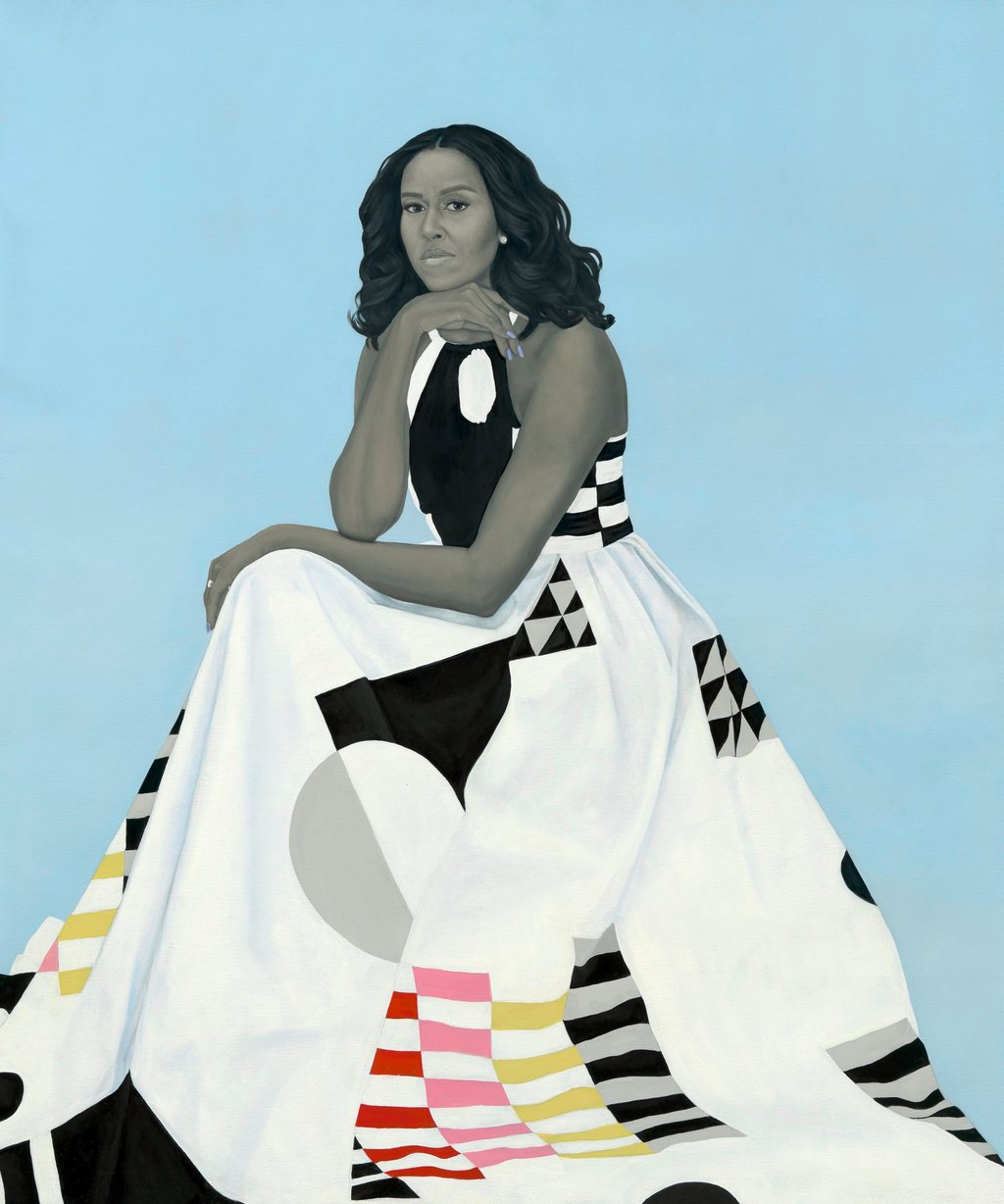 Michelle LaVaughn Robinson Obama (2018) by Amy Sherald. Photo: Handout Michelle LaVaughn Robinson Obama (2018) by Amy Sherald. Photo: Handout