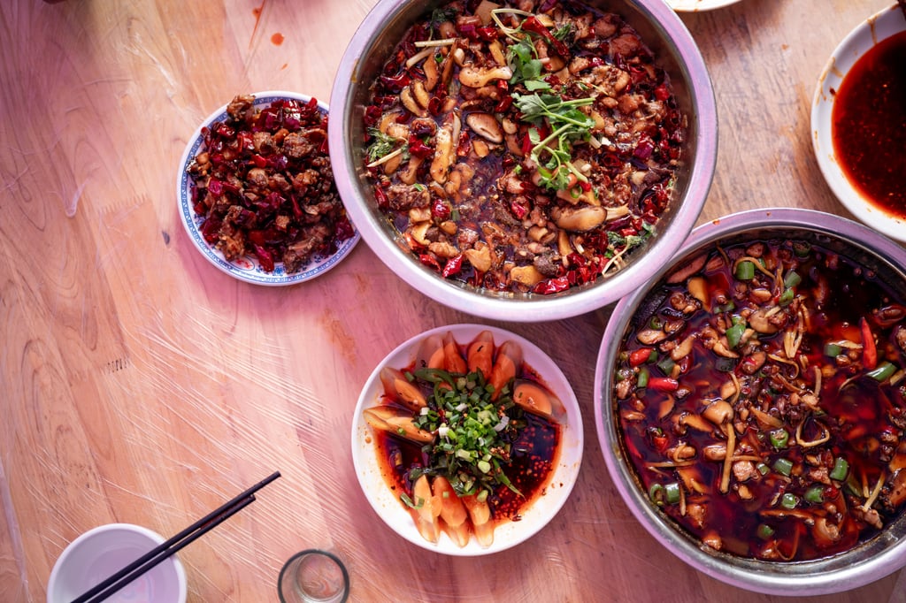 Rabbit dishes served at the Toilet Rabbit restaurant in Zigong, China. Photo: Graeme Kennedy