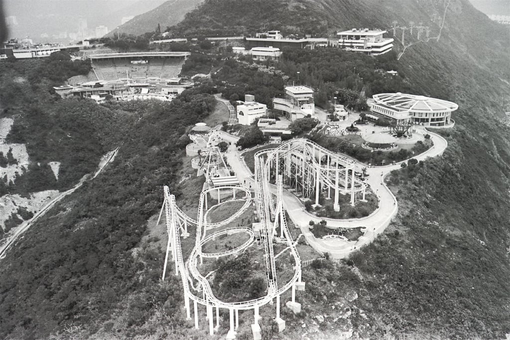 An aerial view of Ocean Park and its Dragon roller-coaster from 1987. Photo: SCMP Archives