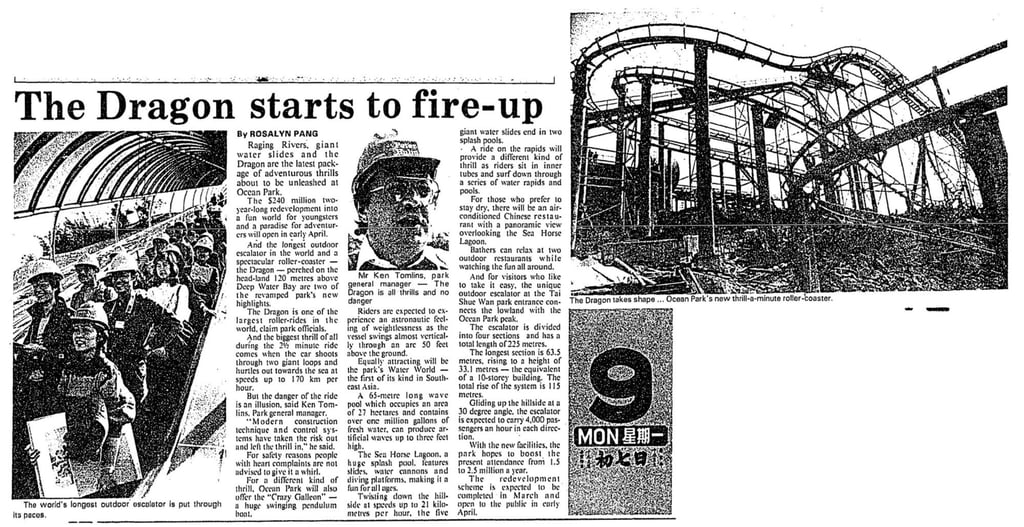 The South China Morning Post’s report on January 9, 1984, on the opening of Ocean Park’s new roller-coaster ride. Photo: SCMP Archives