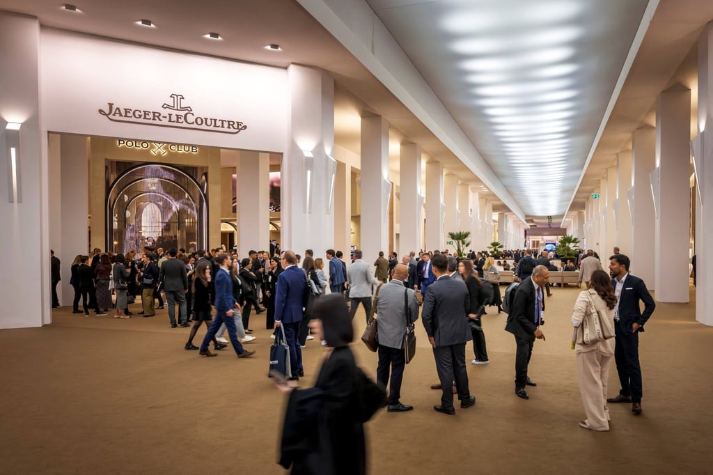The Jaeger-LeCoultre booth at Watches and Wonders in Geneva was buzzing with activity. Photo: AFP The Jaeger-LeCoultre booth at Watches and Wonders in Geneva was buzzing with activity. Photo: AFP
