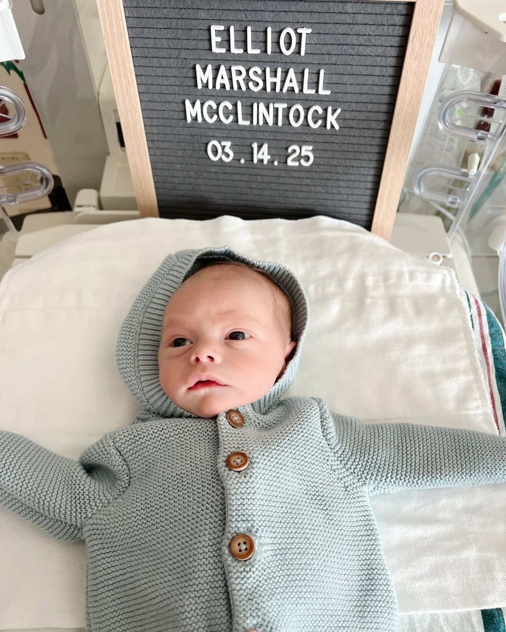 Elliot Marshall McClintock gets his middle name from his grandfather, Marshall “Eminem” Mathers. Photo: @hailiejade/Instagram Elliot Marshall McClintock gets his middle name from his grandfather, Marshall “Eminem” Mathers. Photo: @hailiejade/Instagram