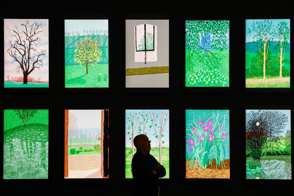Artworks on display at “David Hockney 25”. Photo: EPA-EFE Artworks on display at “David Hockney 25”. Photo: EPA-EFE
