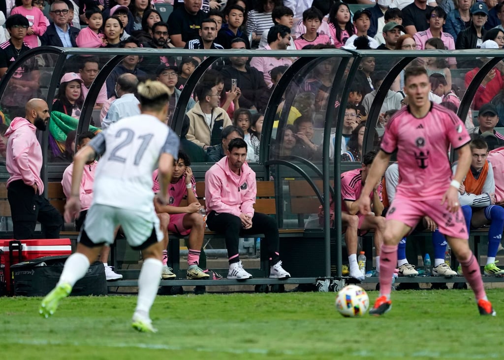Lionel Messi (centre) was an unused substitute during Inter Miami’s visit last year. Photo: Getty Images Lionel Messi (centre) was an unused substitute during Inter Miami’s visit last year. Photo: Getty Images