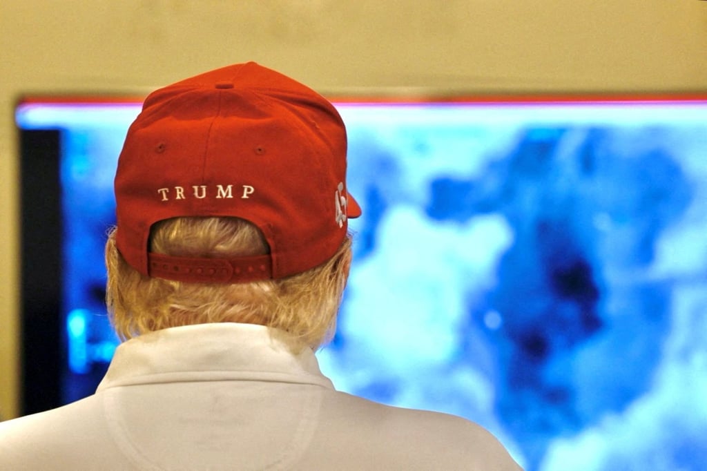 US President Donald Trump looks on as military strikes are launched against Yemen’s Iran-aligned Houthis over the group’s attacks against Red Sea shipping, at an unspecified location in this handout image released March 15. Photo: White House/Reuters