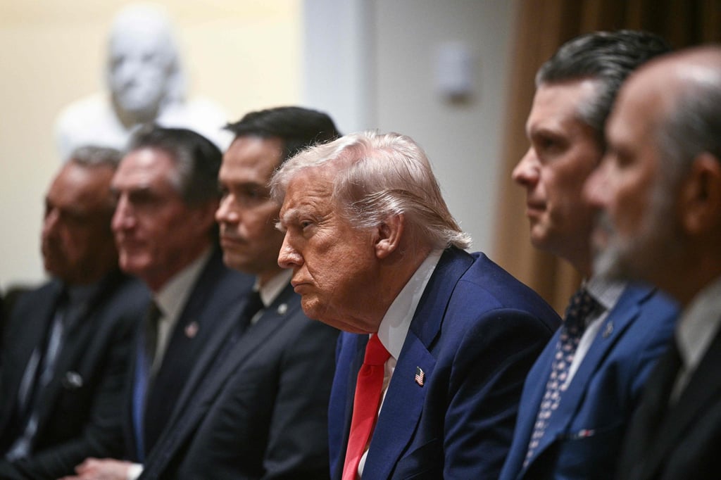 US President Donald Trump looks on during a cabinet meeting in the White House on Thursday. Photo: AFP US President Donald Trump looks on during a cabinet meeting in the White House on Thursday. Photo: AFP