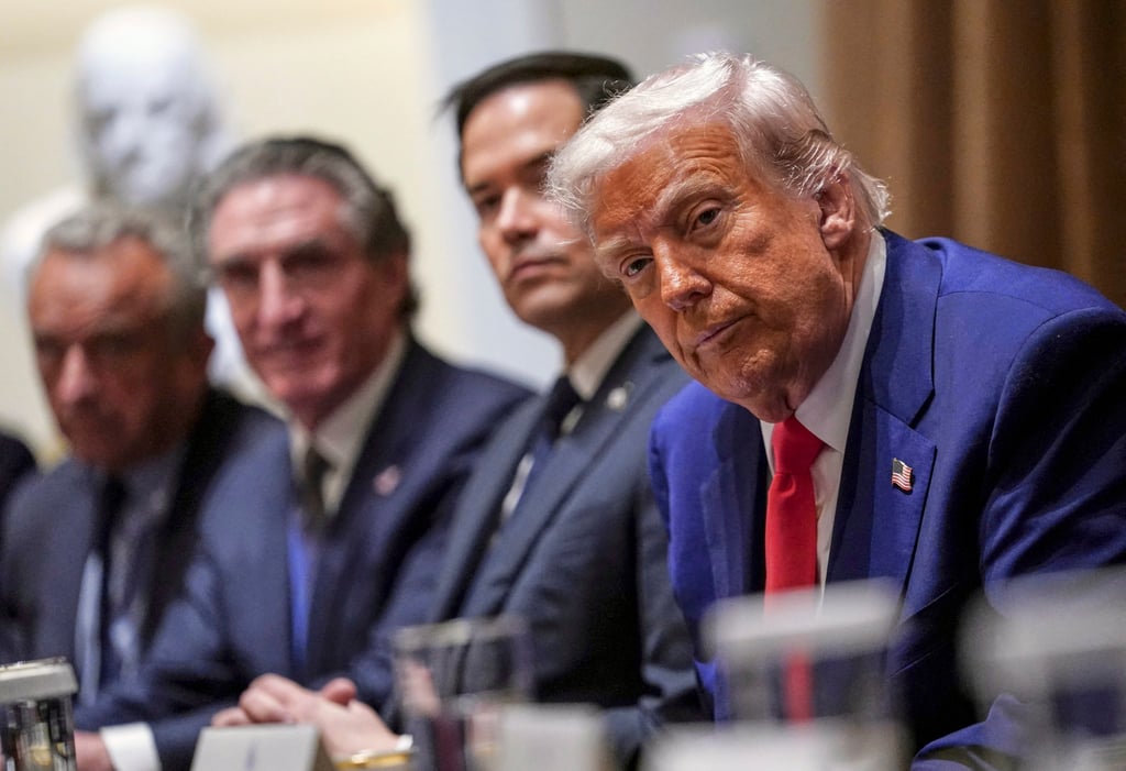 (From right) US President Donald Trump, Secretary of State Marco Rubio, Interior Secretary Doug Burgum and Health and Human Services Secretary Robert F. Kennedy Jnr attend a cabinet meeting at the White House on Thursday. Photo: Reuters