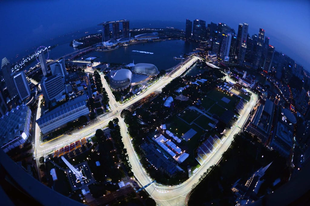 The illuminated circuit for the Formula One Singapore Grand Prix night race is seen in 2017. Ong Beng Seng has been credited with bringing Formula One to Singapore. Photo: AFP