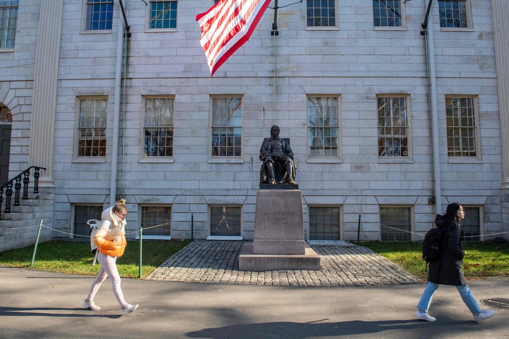 People walk through Harvard Yard at Harvard University in Cambridge, Massachusetts. Photo: AFP
