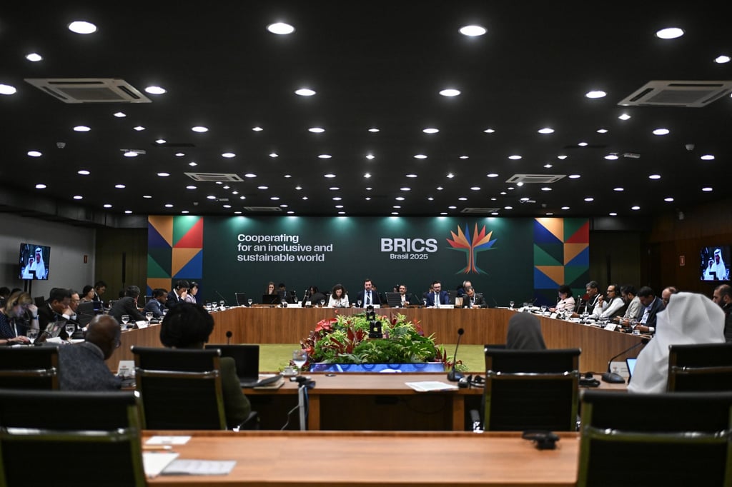 Representatives of Brics countries take part in a meeting of ministers of the agriculture working group in Brazil on Thursday. Photo: EPA-EFE