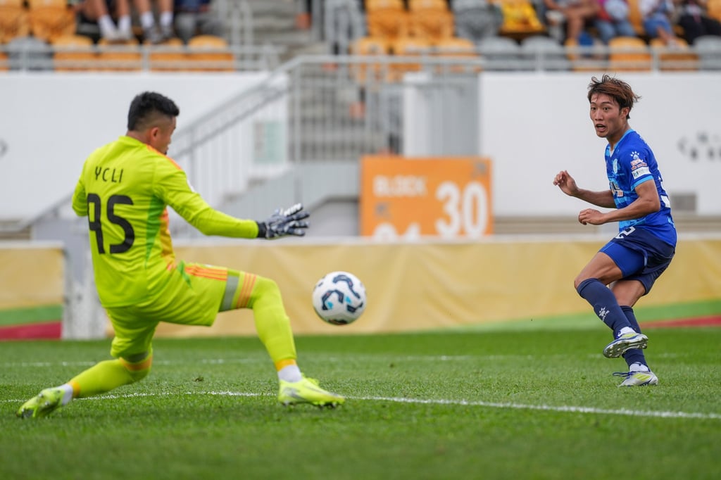 Li Wing-ho (right) scores BC Rangers’ second in their semi-final victory. Photo: Elson Li Li Wing-ho (right) scores BC Rangers’ second in their semi-final victory. Photo: Elson Li