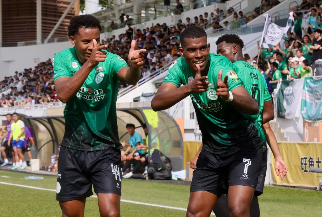 Tai Po’s Michel Renner (right) celebrates his equaliser. Photo: Jonathan Wong