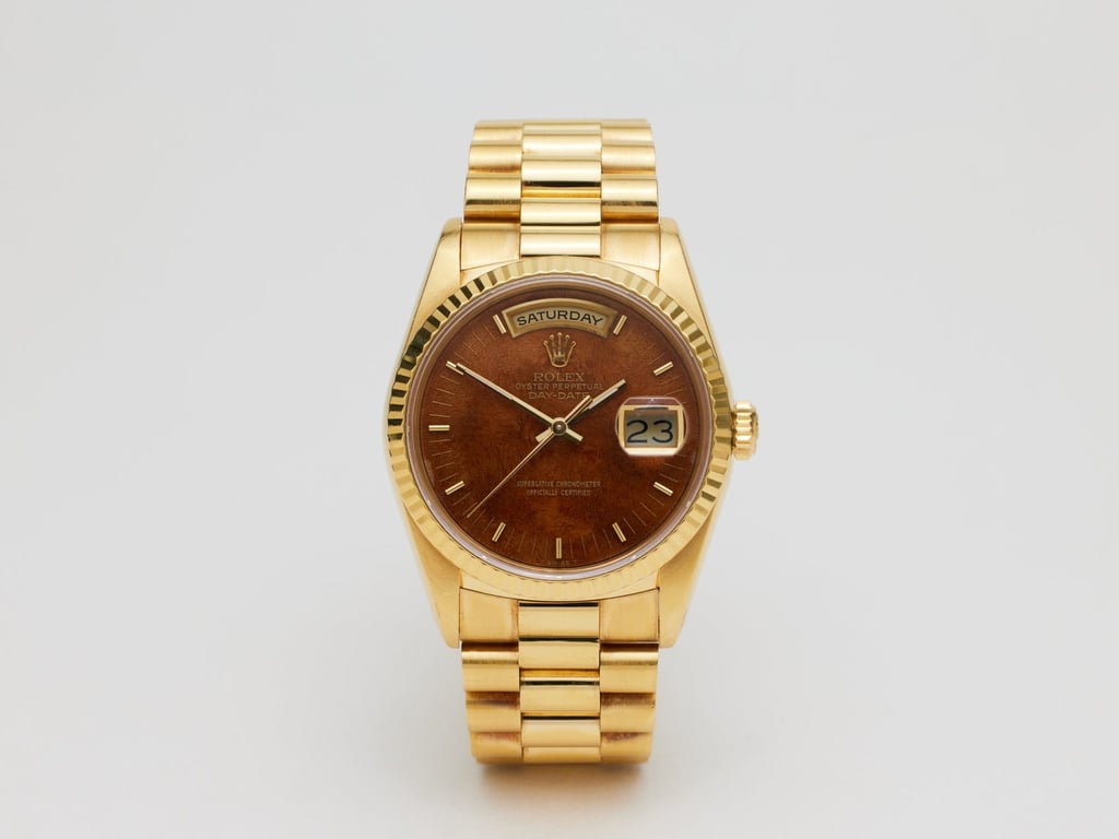 The “Wood Dial” Rolex Day-Date is a throwback to the 1970s. Photo: Handout