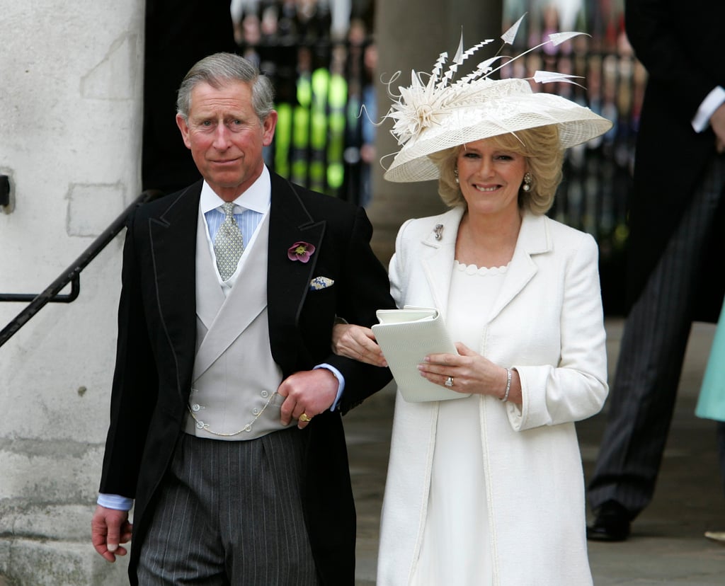 Charles, then Prince of Wales and wife Camilla, the then newly minted Duchess of Cornwall, after their civil wedding at Windsor Guildhall, in 2005. Photo: Getty Images Charles, then Prince of Wales and wife Camilla, the then newly minted Duchess of Cornwall, after their civil wedding at Windsor Guildhall, in 2005. Photo: Getty Images