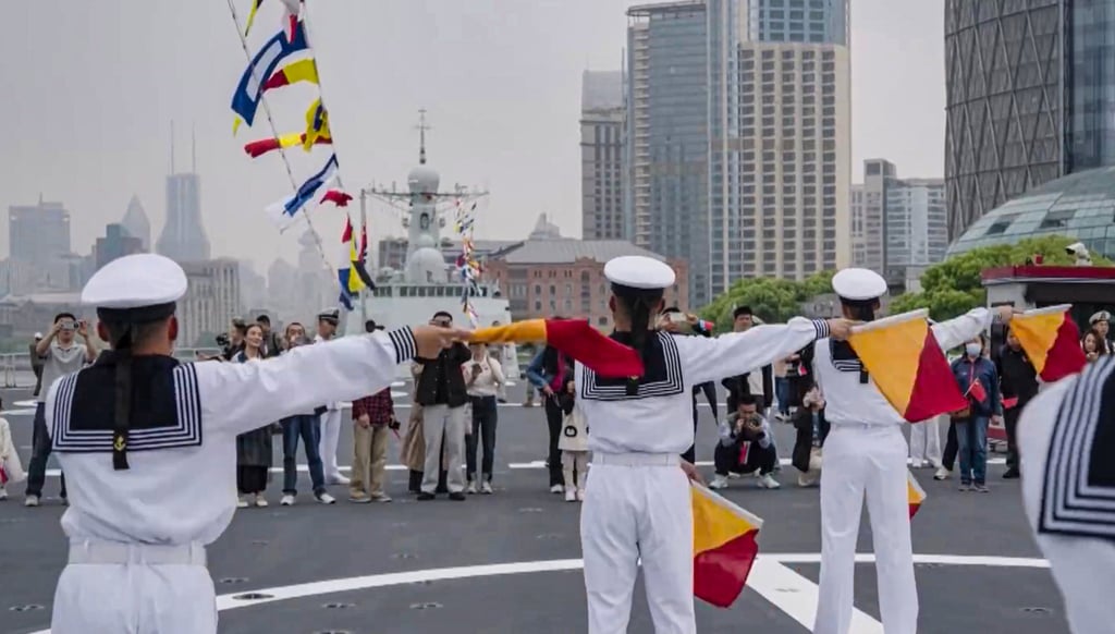 The PLA Navy celebrations feature vessels berthed in coastal cities across the nation and public tours. Photo: CCTV The PLA Navy celebrations feature vessels berthed in coastal cities across the nation and public tours. Photo: CCTV