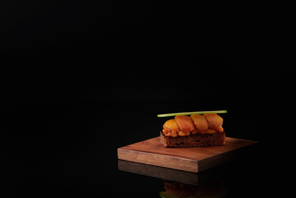 A dish of sea urchin on sourdough with brown butter. Photo: Taian Table Shanghai