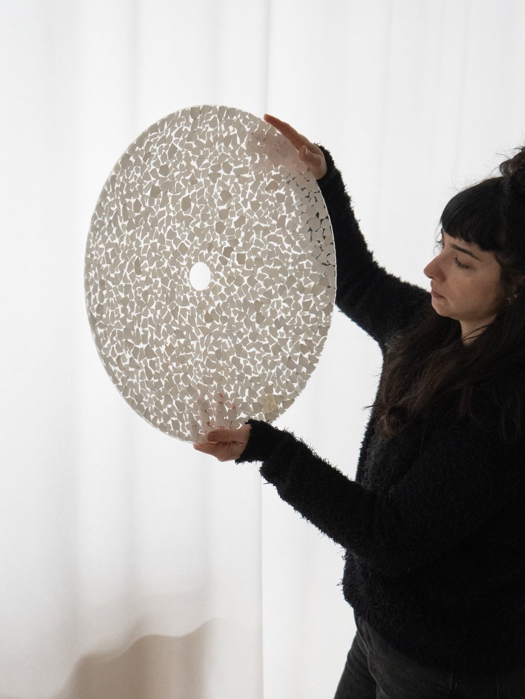 Studio Yellowdot partner Dilara Kan with a part of the “Hatch” floor lamp. Photo: Yellowdot