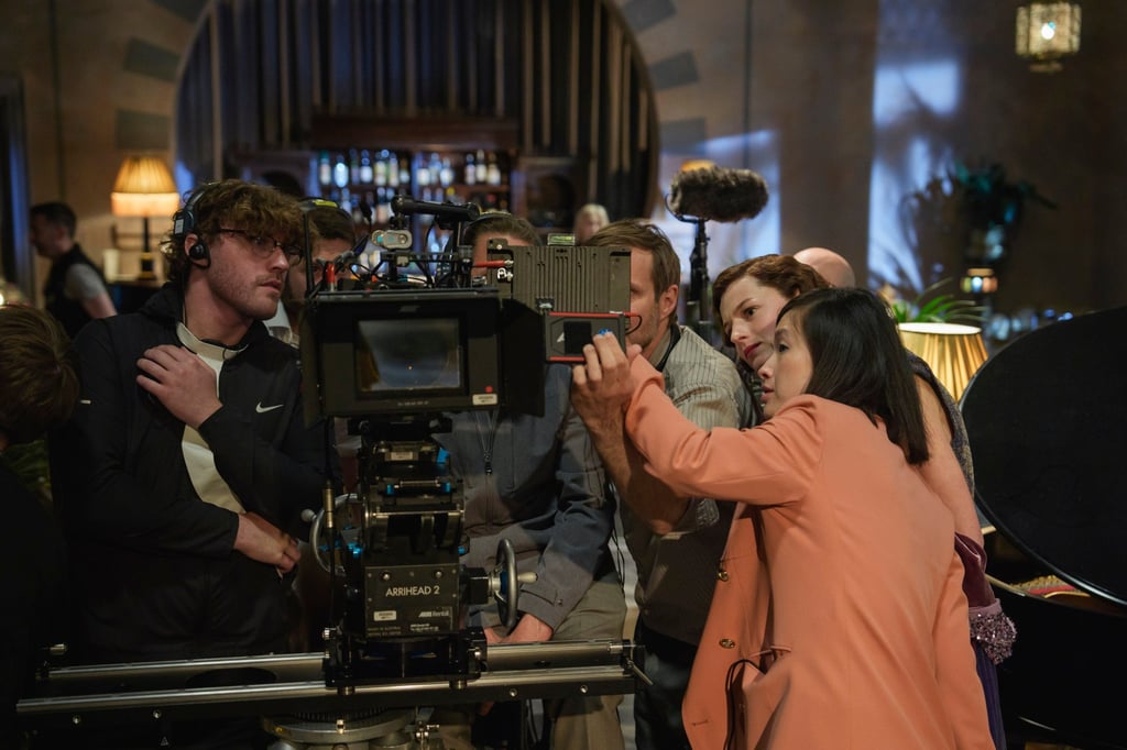 Haolu Wang on the set of Hotel Reverie, which she says was crafted by hand to resemble the way they made films in the 1940s. Photo: Netflix