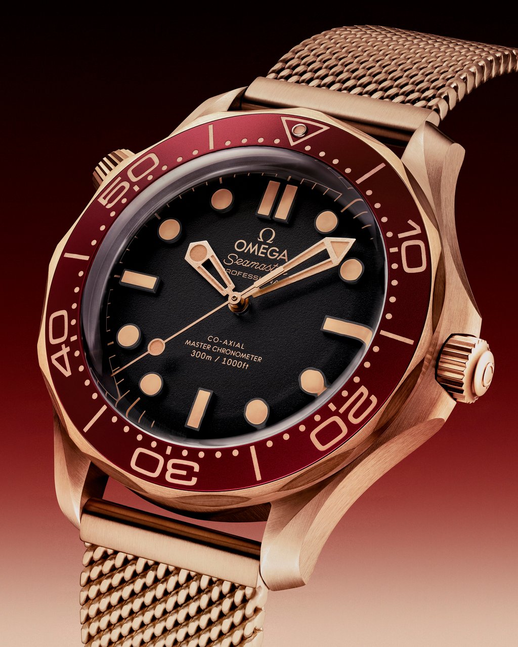 Omega Seamaster Diver 300M in bronze gold with a burgundy bezel. Photo: Handout Omega Seamaster Diver 300M in bronze gold with a burgundy bezel. Photo: Handout