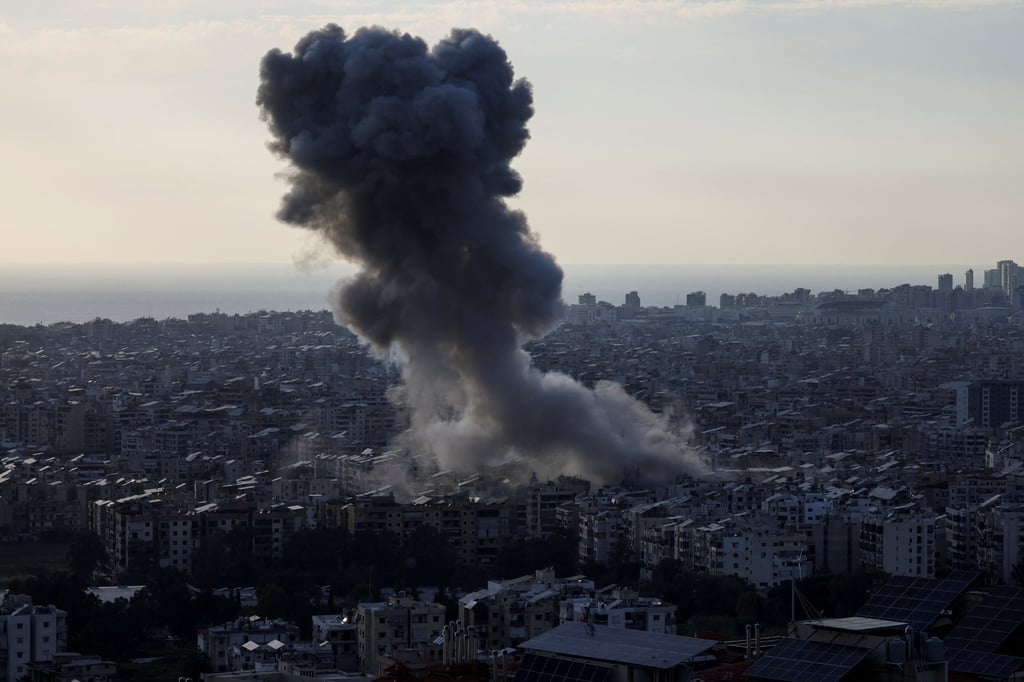 Smoke billows over Beirut’s southern suburbs, following an Israeli strike on Sunday. Photo: Reuters Smoke billows over Beirut’s southern suburbs, following an Israeli strike on Sunday. Photo: Reuters