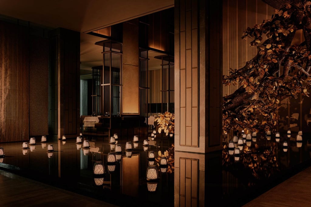 The ninth-floor lobby features a sculpture, adorned with more than 6,000 gold leaves, inspired by the hotel’s century-old rain tree. Photo: Handout The ninth-floor lobby features a sculpture, adorned with more than 6,000 gold leaves, inspired by the hotel’s century-old rain tree. Photo: Handout