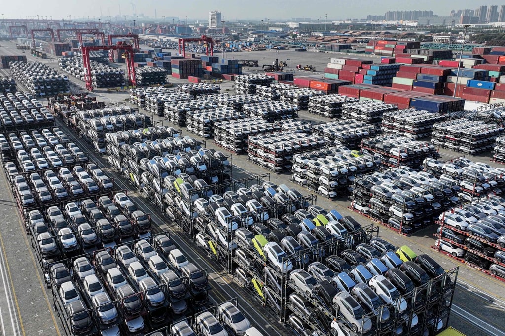 BYD electric cars stacked at Taicang Port