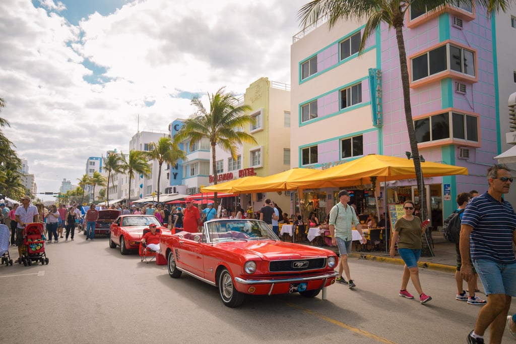 Art Deco Weekend on Ocean Drive, Miami Beach, in January 2017. Photo: Shutterstock Art Deco Weekend on Ocean Drive, Miami Beach, in January 2017. Photo: Shutterstock