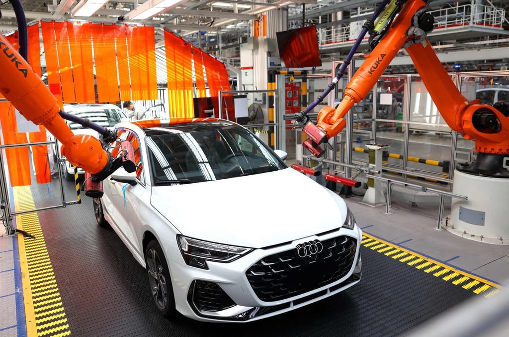 An Audi being assembled inside a FAW-Volkswagen production line in Qingdao, eastern Shandong province on February 19, 2025. Photo: AFP An Audi being assembled inside a FAW-Volkswagen production line in Qingdao, eastern Shandong province on February 19, 2025. Photo: AFP