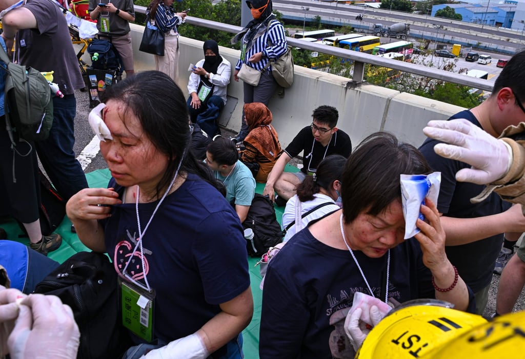 At least 16 people were injured when a bus crashed on Thursday. Photo: handout At least 16 people were injured when a bus crashed on Thursday. Photo: handout