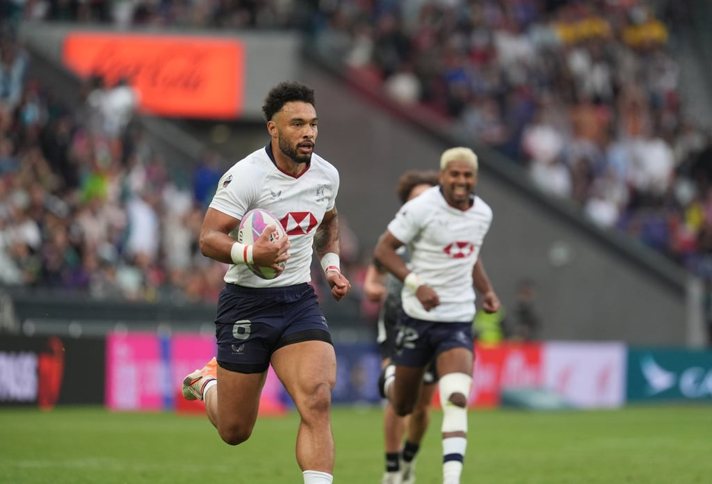 Max Denmark on the charge for the home team in this year’s Hong Kong Sevens. Photo: Elson Li