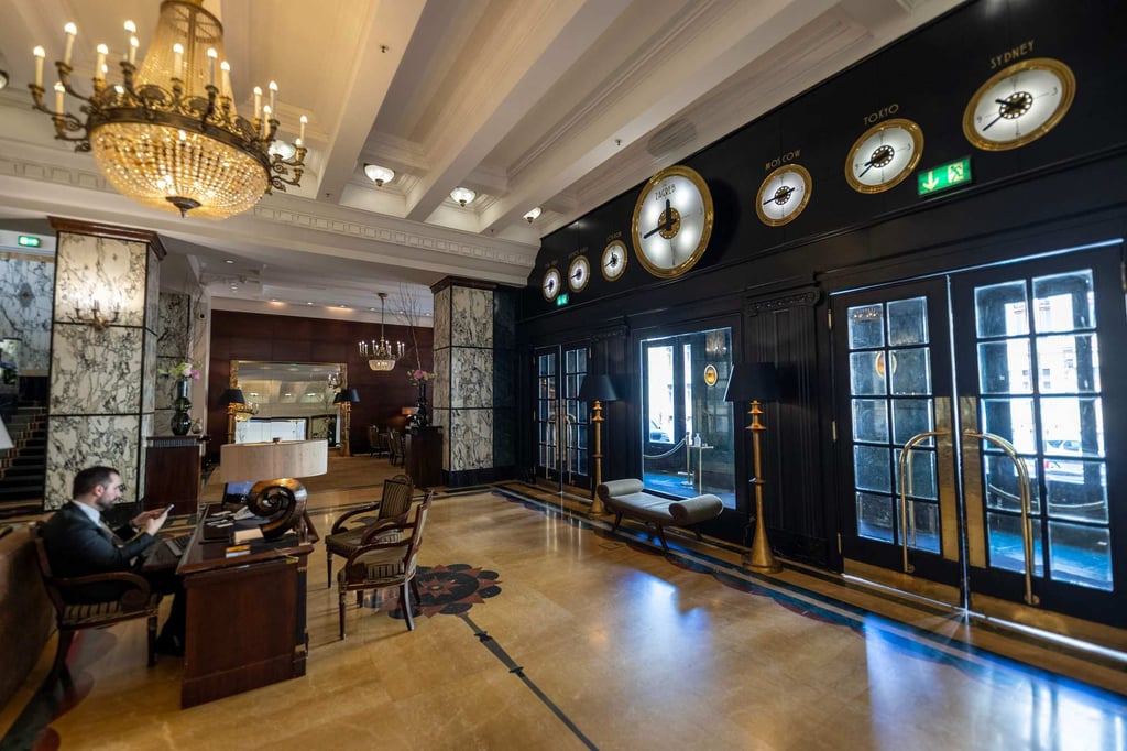 The lobby of the Hotel Esplanade. It was built close to the Croatian capital’s main railway station to accommodate passengers on the Orient Express. Photo: AFP The lobby of the Hotel Esplanade. It was built close to the Croatian capital’s main railway station to accommodate passengers on the Orient Express. Photo: AFP
